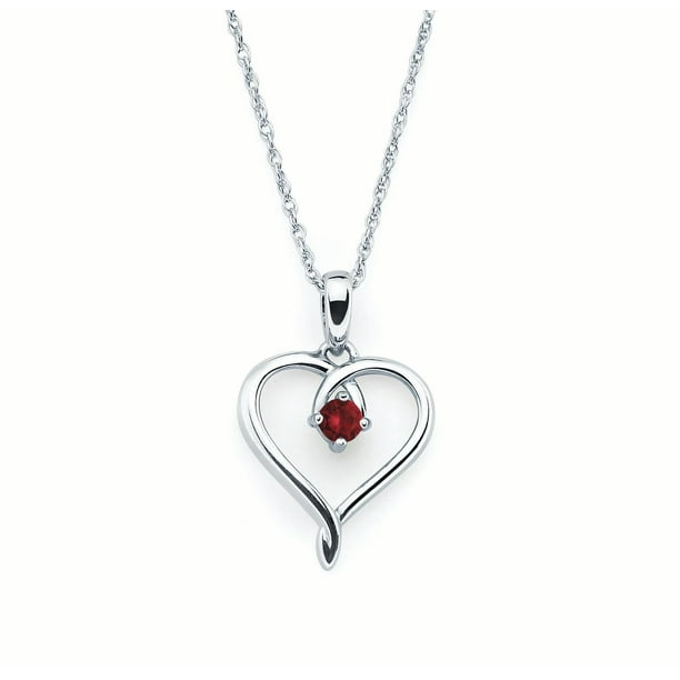 Red Garnet CZ Heart Pendant 925 Sterling Silver January Birthstone Necklace Red Garnet CZ Heart Pendant 925 Sterling Silver January Birthstone Necklace